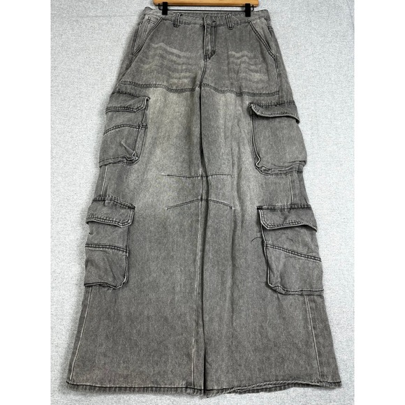 Other - Super Baggy Wide Leg Cargo Jeans Mens 32x31 Faded Grey Streetwear Denim